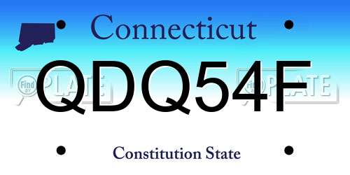 QDQ54F Connecticut License Plate