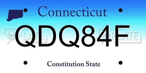 QDQ84F Connecticut License Plate