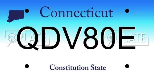 QDV80E Connecticut License Plate