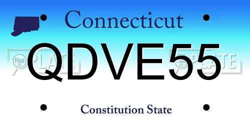 QDVE55 Connecticut License Plate