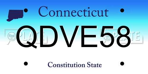 QDVE58 Connecticut License Plate