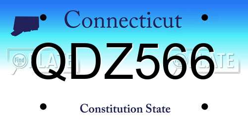 QDZ566 Connecticut License Plate