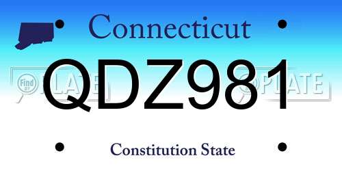 QDZ981 Connecticut License Plate