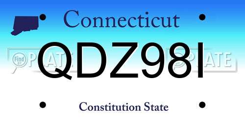 QDZ98I Connecticut License Plate