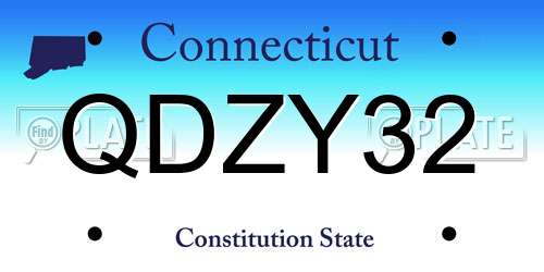 QDZY32 Connecticut License Plate