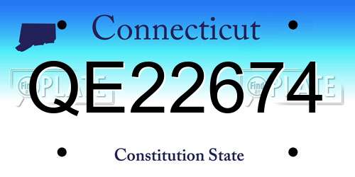 QE22674 Connecticut License Plate