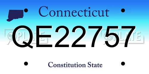 QE22757 Connecticut License Plate