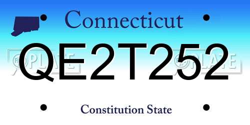 QE2T252 Connecticut License Plate