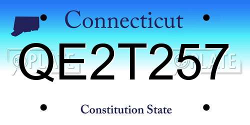 QE2T257 Connecticut License Plate