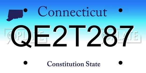 QE2T287 Connecticut License Plate