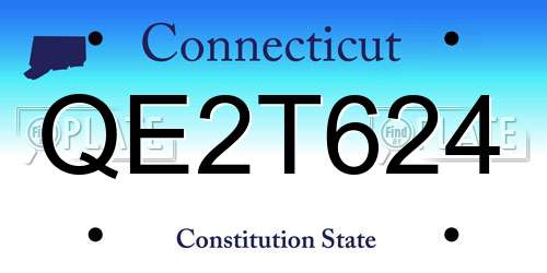 QE2T624 Connecticut License Plate