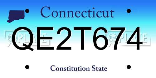 QE2T674 Connecticut License Plate