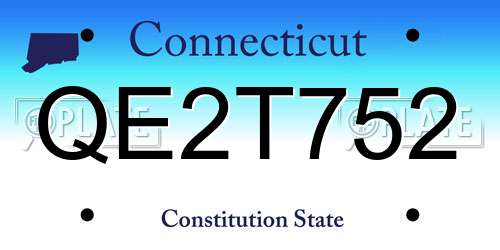 QE2T752 Connecticut License Plate