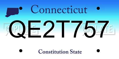 QE2T757 Connecticut License Plate