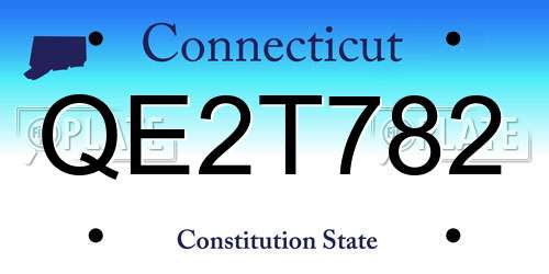 QE2T782 Connecticut License Plate