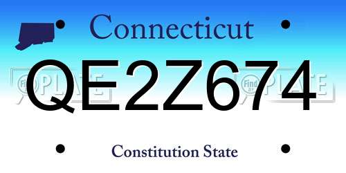QE2Z674 Connecticut License Plate