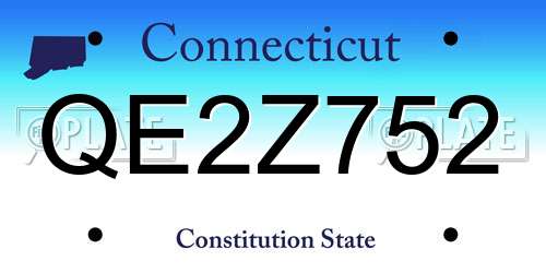 QE2Z752 Connecticut License Plate