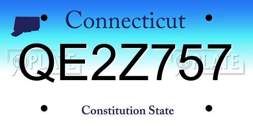 QE2Z757 Connecticut License Plate