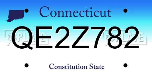 QE2Z782 Connecticut License Plate