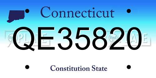 QE35820 Connecticut License Plate