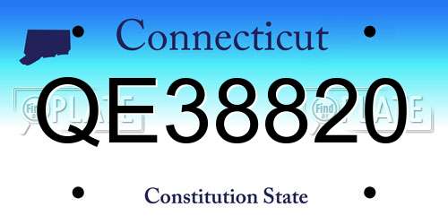 QE38820 Connecticut License Plate