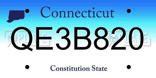 QE3B820 Connecticut License Plate