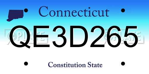 QE3D265 Connecticut License Plate