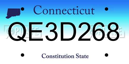 QE3D268 Connecticut License Plate