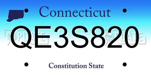 QE3S820 Connecticut License Plate
