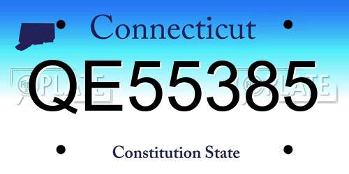 QE55385 Connecticut License Plate