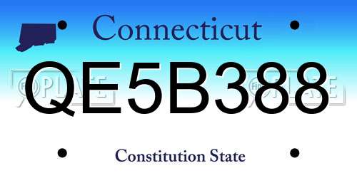 QE5B388 Connecticut License Plate