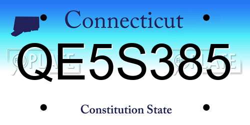 QE5S385 Connecticut License Plate