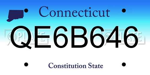 QE6B646 Connecticut License Plate
