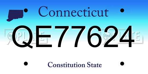QE77624 Connecticut License Plate