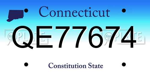 QE77674 Connecticut License Plate