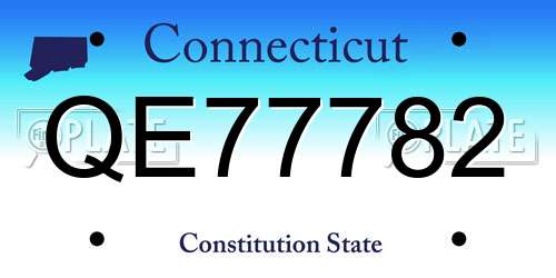 QE77782 Connecticut License Plate