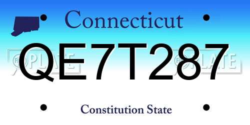 QE7T287 Connecticut License Plate