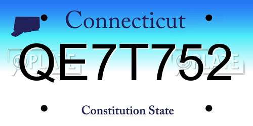 QE7T752 Connecticut License Plate