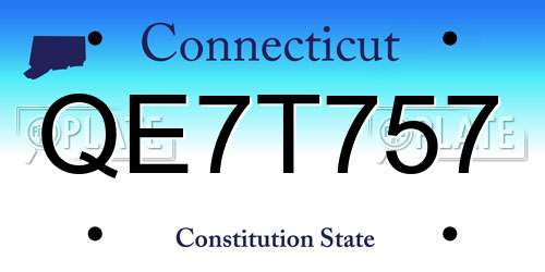 QE7T757 Connecticut License Plate
