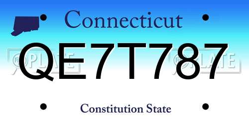 QE7T787 Connecticut License Plate