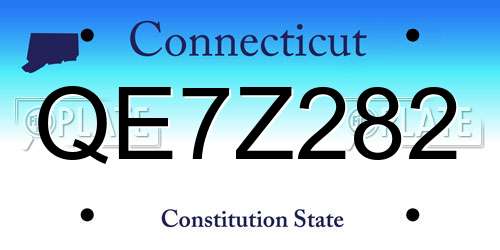 QE7Z282 Connecticut License Plate