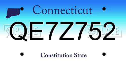 QE7Z752 Connecticut License Plate