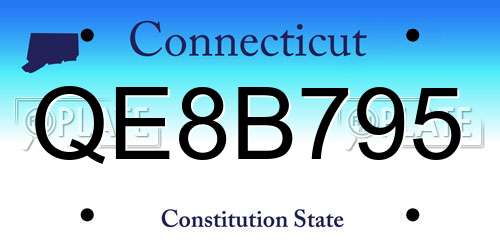 QE8B795 Connecticut License Plate
