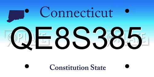 QE8S385 Connecticut License Plate