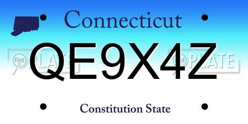 QE9X4Z Connecticut License Plate