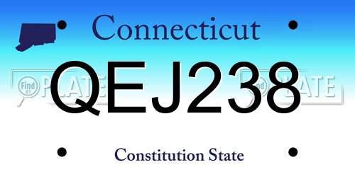 QEJ238 Connecticut License Plate