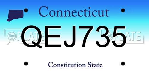 QEJ735 Connecticut License Plate