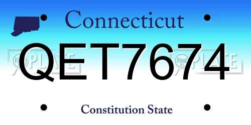QET7674 Connecticut License Plate