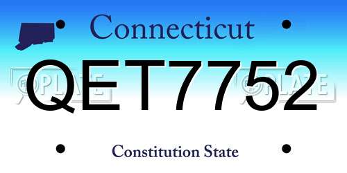 QET7752 Connecticut License Plate