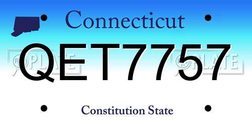QET7757 Connecticut License Plate